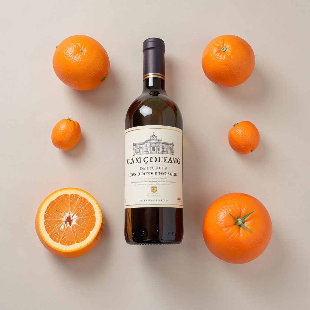 Chai rượu vang đỏ Bordeaux nhãn cổ điển đặt trên bàn gỗ mộc